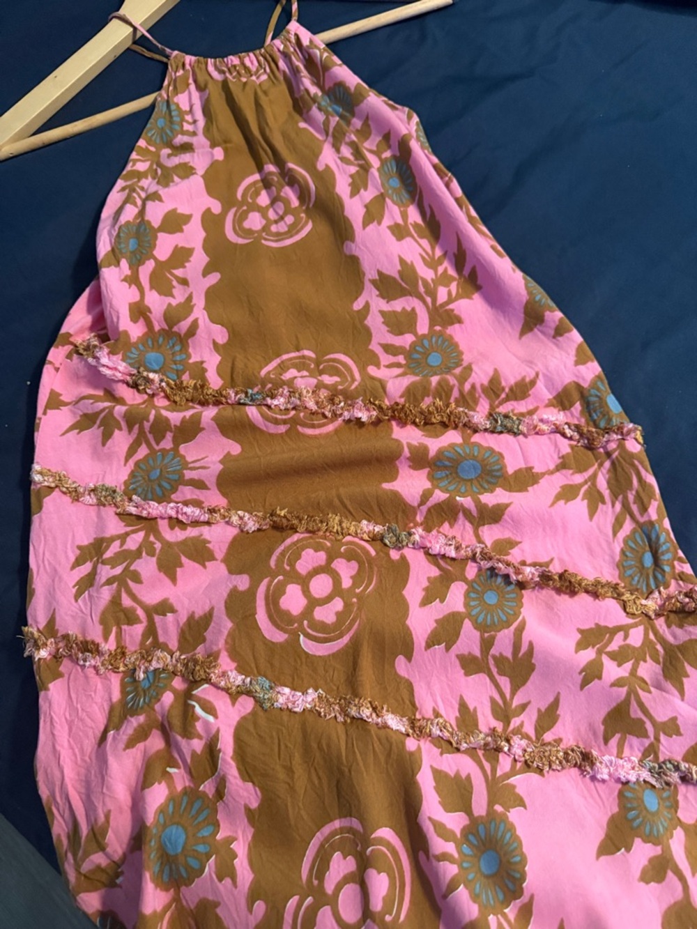 Pink and Brown Floral Halter Maxi Dress - Picture 4 of 8